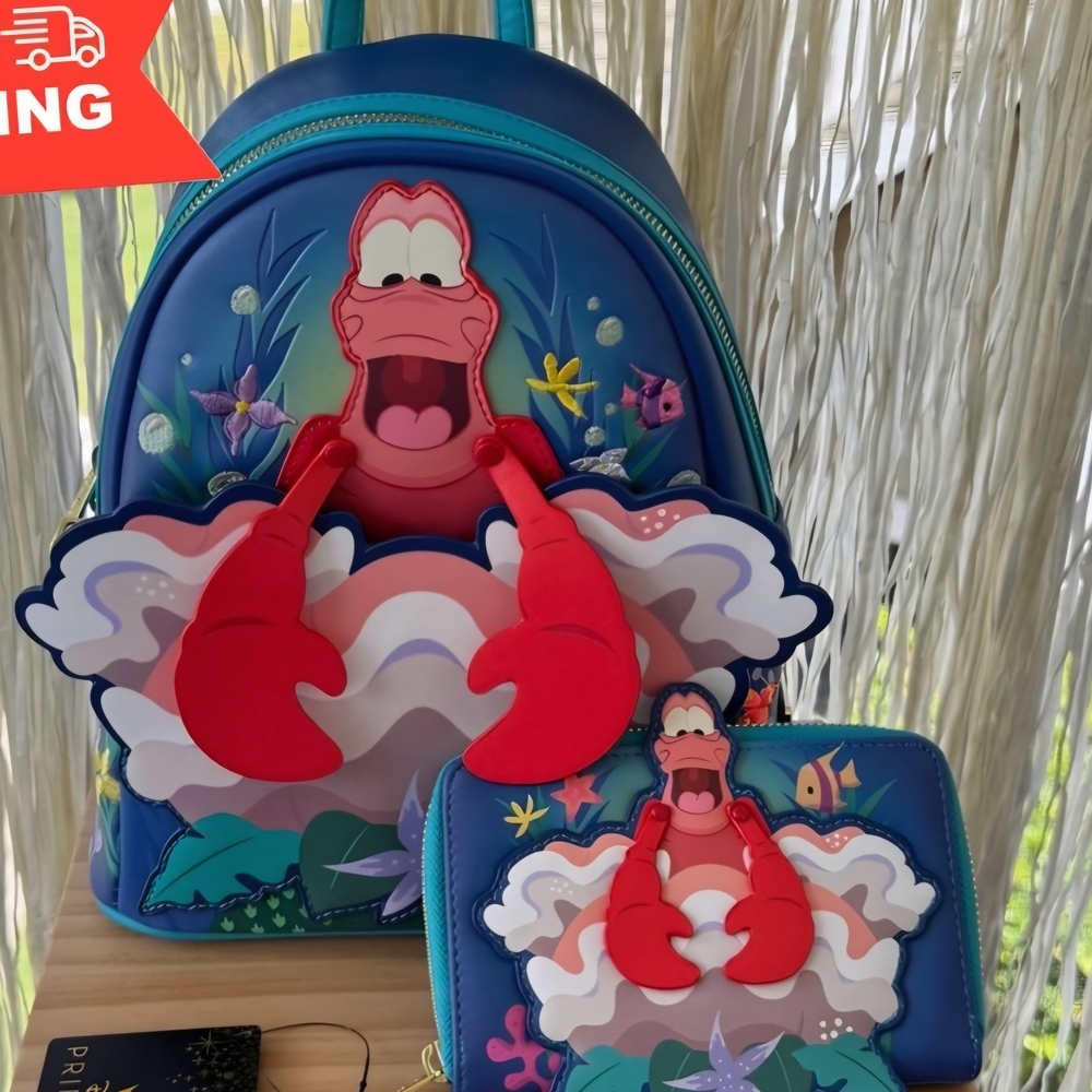 Disney Sebastian Little Mermaid Loungefly Wallet & Backpack Set